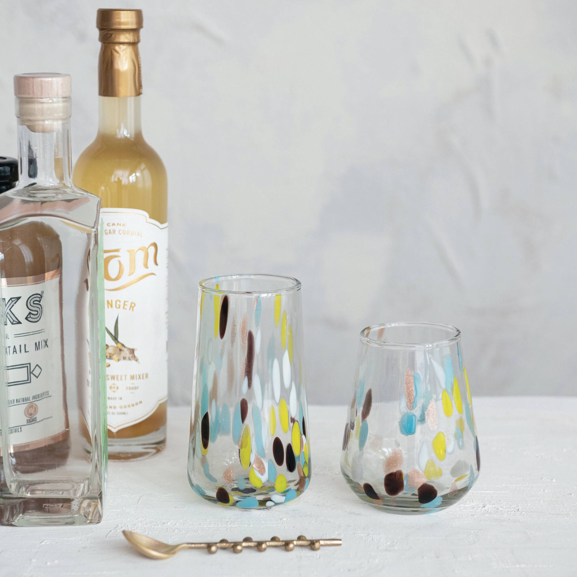 Hello Honey® 12.5oz. Blown Confetti Drinking Glasses, 6ct.